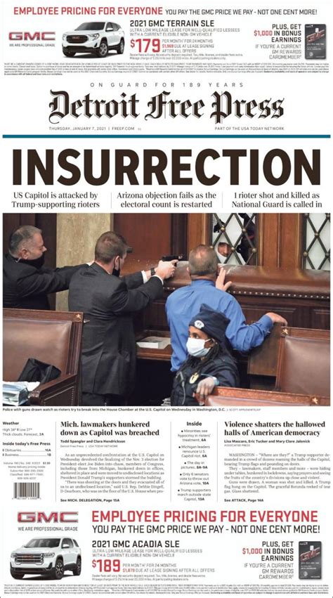 The Detroit Free Press' Tuesday, Jan. 9 front page, as it ran that morning, is available in posters in a wide range of sizes, material and framing options. Prices range from $15 to about $161 ...